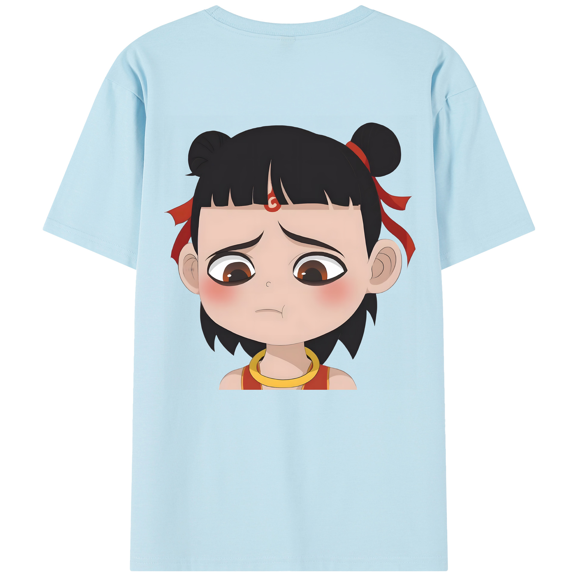 （画像用） Ne Zha 2 ナタ 魔童の大暴れ 綿100％半袖Tシャツ（背面プリント）